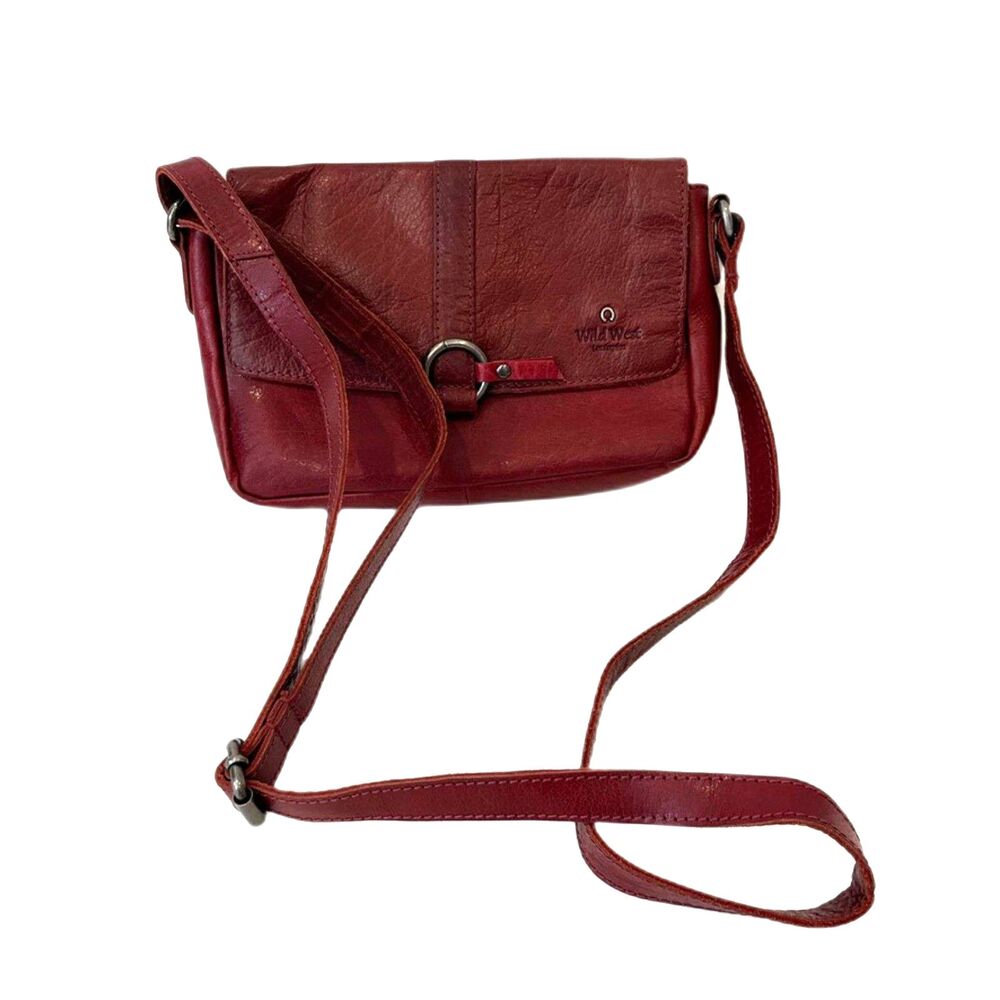 Wild West Los Angeles Oxblood Crossbody Bag Leather Flap Closure Snap